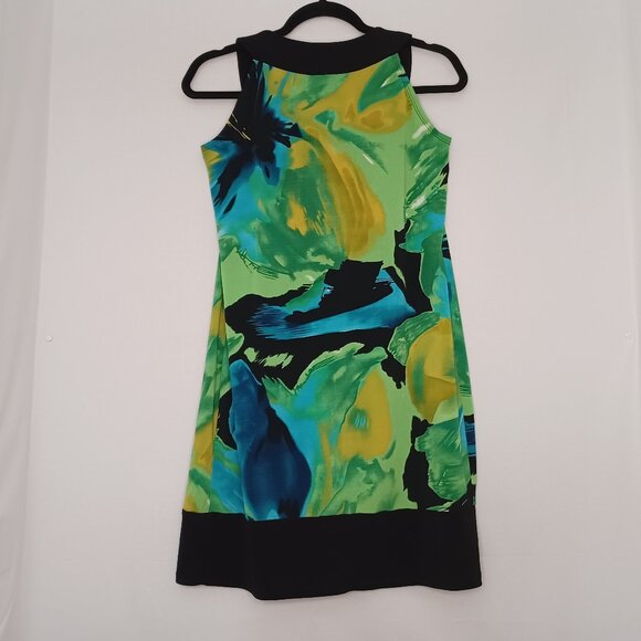 Women's Enfocus Studio Green/Blue/Black Forest Colors Midi Dress Size 4 - Picture 2 of 9
